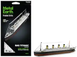 Model Kit RMS Titanic Ship (Moderate Difficulty) Steel Model by Metal Earth - White, Brown
