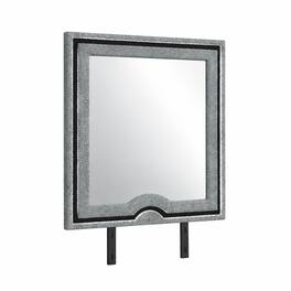 RYHNUYNE - Upholstered Dresser Mirror, Large Rectangular Frame, LED Lit, Attaches to Dresser - Gray