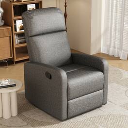 APRILSOUL - Modern Recliner Manual Home Theater Chair Adjustable Backrest Slate Grey - Gray