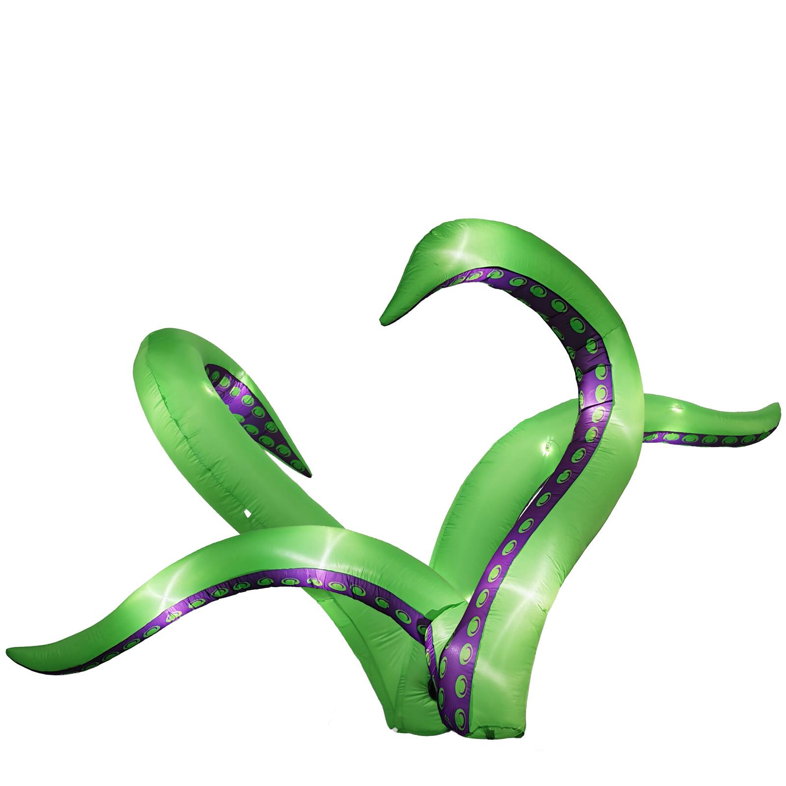 Angle. Sunoyar - 6.9ft Halloween Inflatable Octopus Tentacles with LED Lights 2 Pack - Green.
