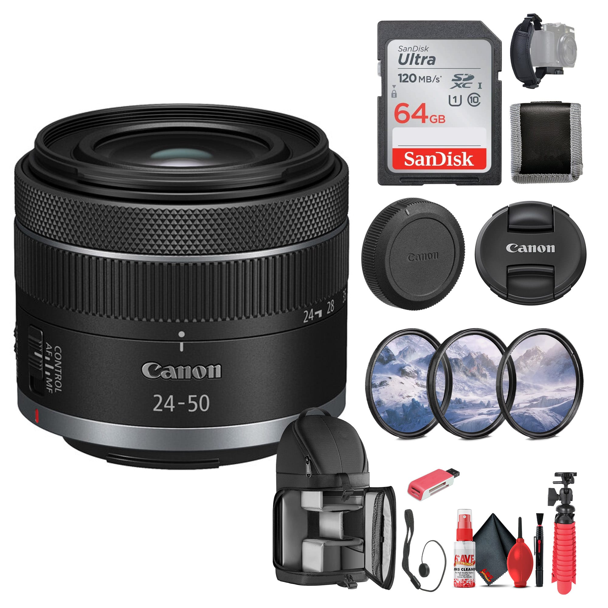 Canon - RF 24-50mm f/4.5-6.3 IS STM Lens (Canon RF) Optical Image Stabilizaion  - Bundle (International Version)