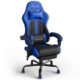 RSPGAME - Gaming Chair,Footrest,Ergonomic Spring Cushion High Back Computer Chair with Lumbar Support & 90-135°Recline - Blue and black