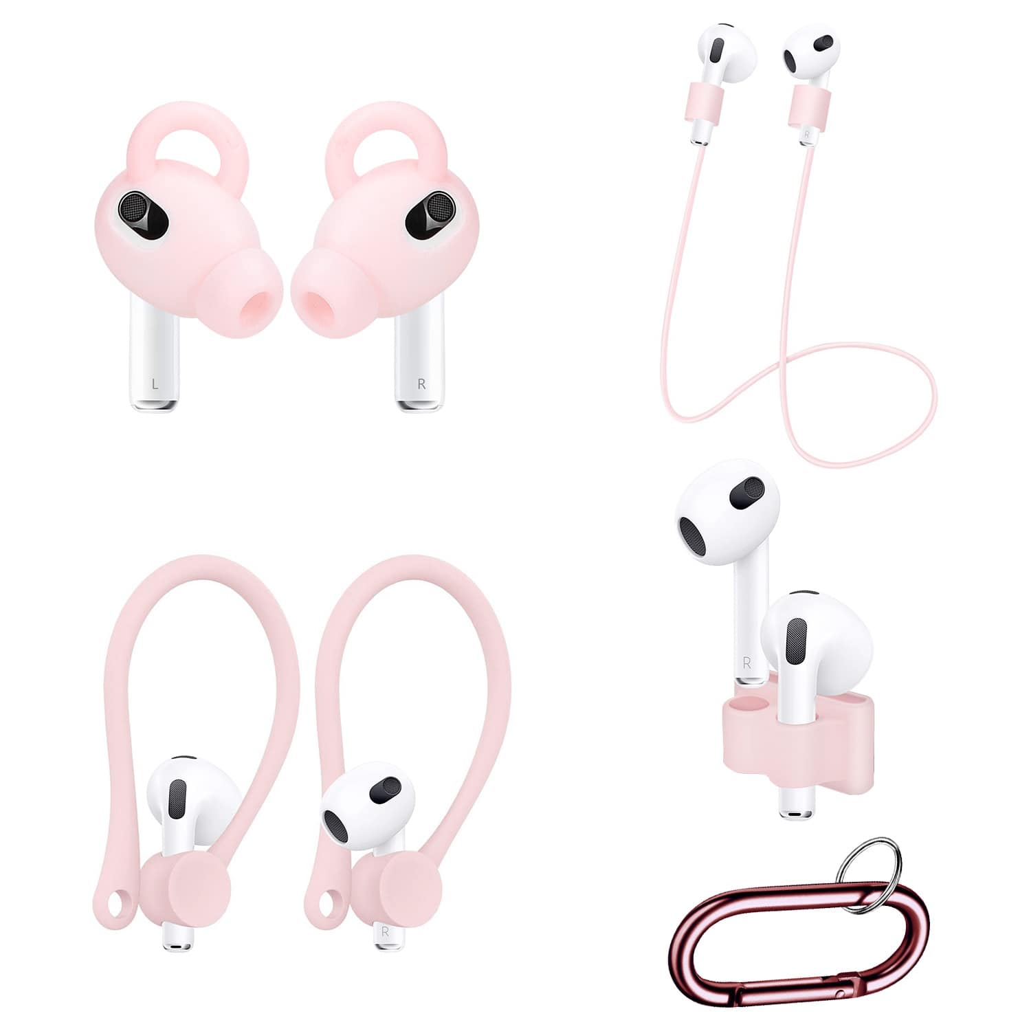 Front. SaharaCase - Silicone Accessories Kit for Apple AirPods 3 (3rd Generation) - Pink.