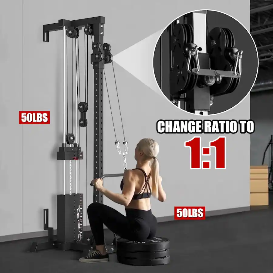 Mikolo Cable Crossover Machine with 210LBS Weight Stack, Wall Mounted ...