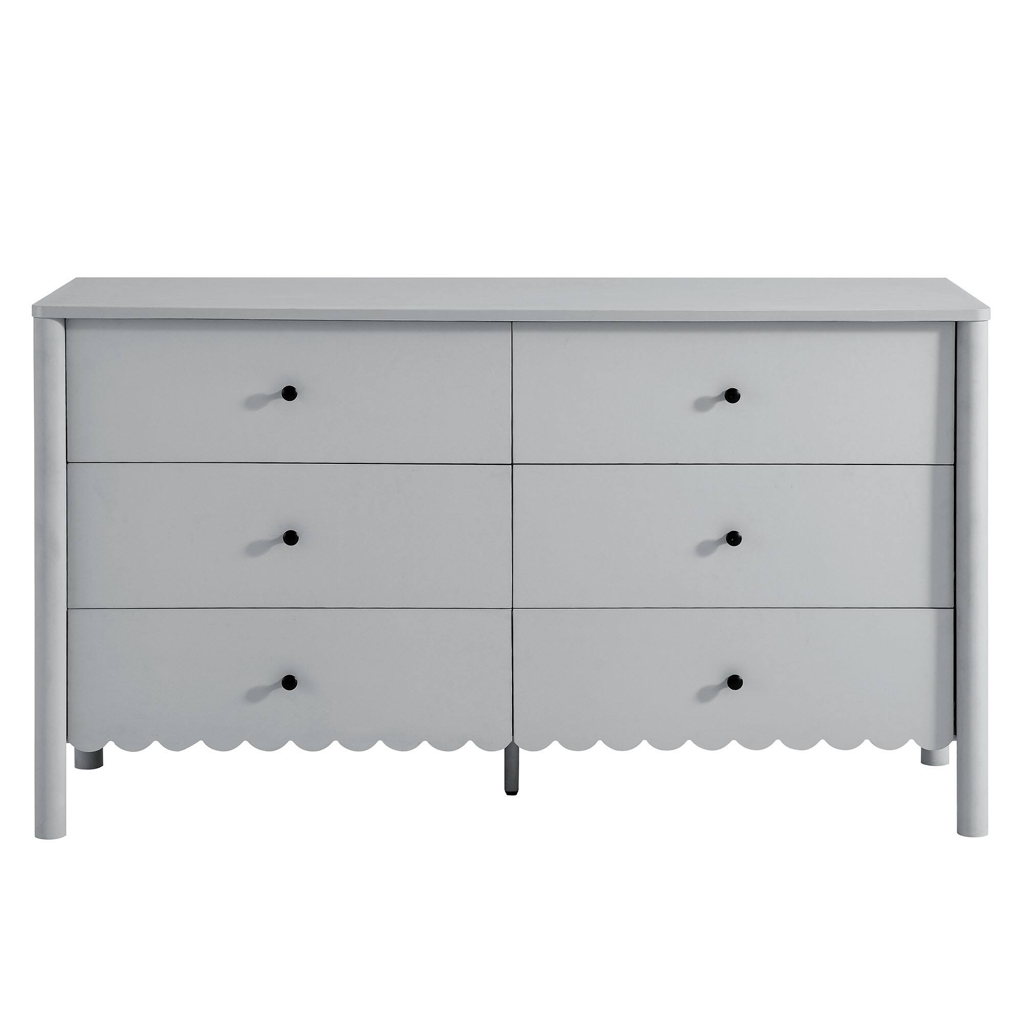 Alt View 5. Modway - Emmeline Scalloped 6-Drawer Dresser by Modway - Light Gray.