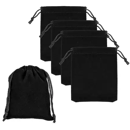 Front. Unique Bargains - Bluetooth Headphone Bag, 5pcs 3.94x3.15 Inch Travel Headset Carrying Storage Pouch Drawstring for Over-Ear Headphones - Black.