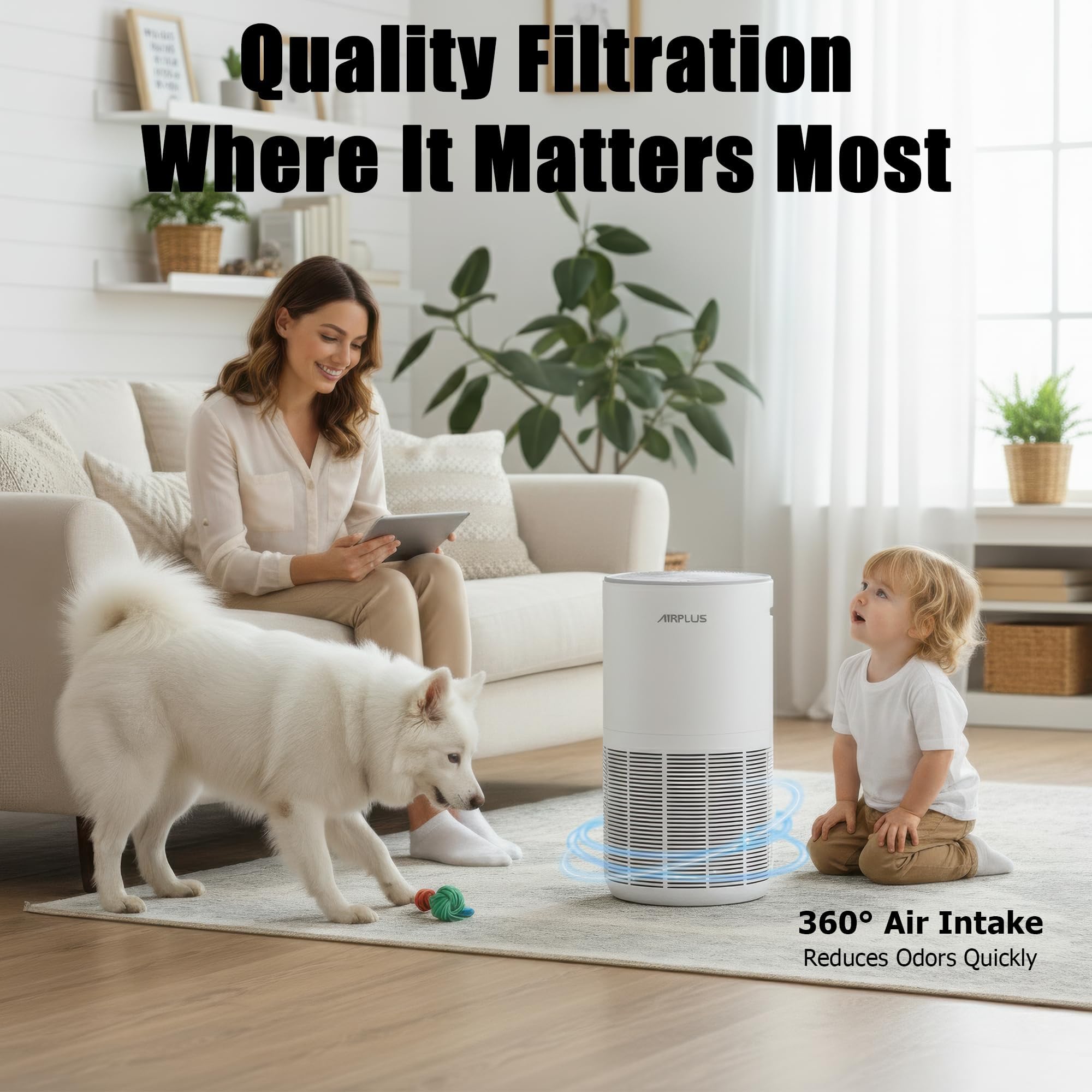Airplus KJ450 Air Purifier with 3 in 1 Filter, 360° Air Intake