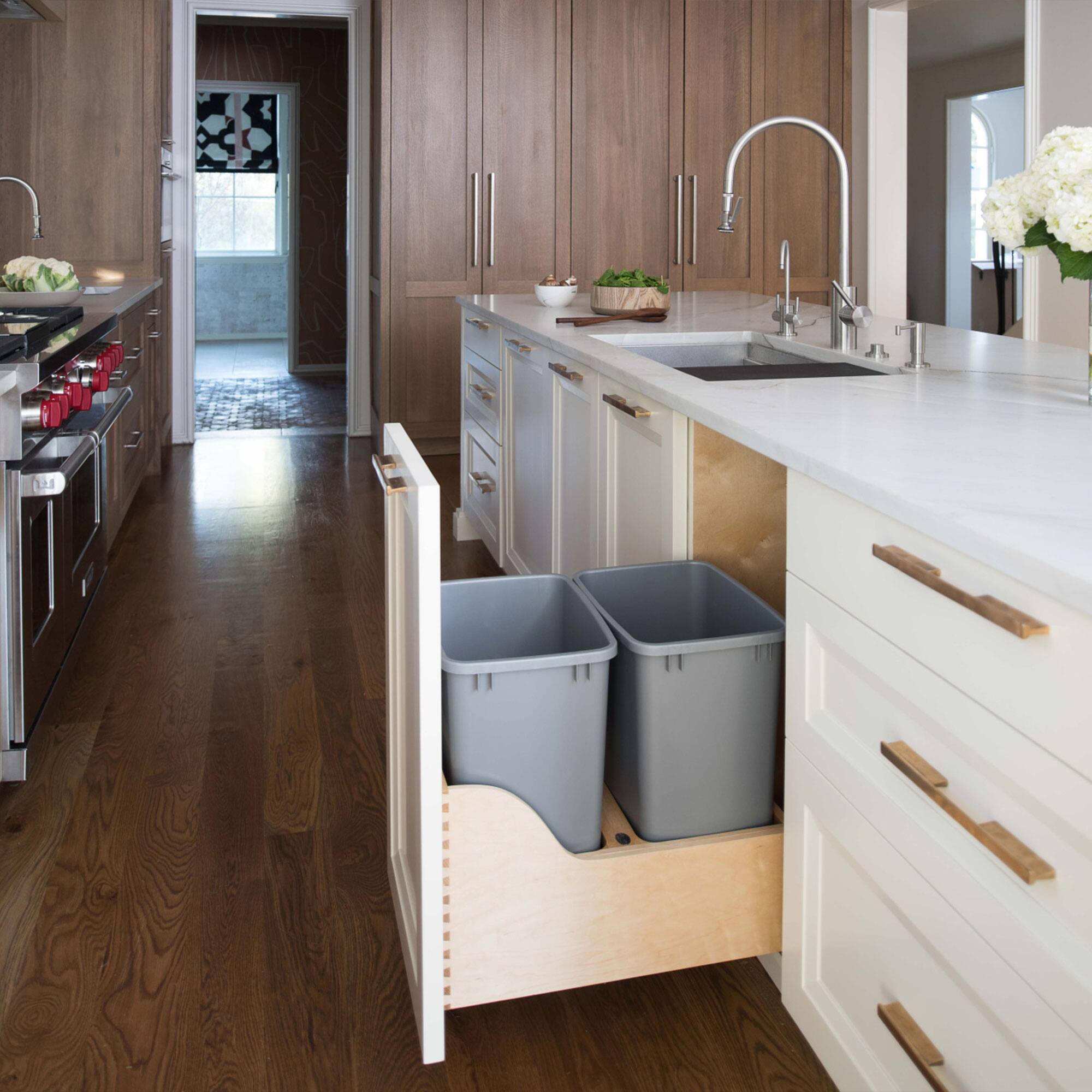 Alt View 1. Rev-A-Shelf - Rev-A-Shelf Dual Pullout Trash Cans 35 qt. with Soft-close Slides,4WCSC-1835DM-2 - Natural Maple.