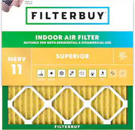 Filterbuy - 10x10x1 MERV 11 Pet & Allergy Defense, Electrostatic Pleated HVAC AC Furnace Air Filters Replacement (1-Pack) - Gold
