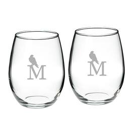 Jardine - Montevallo Falcons Team Logo Two-Piece 21oz. Stemless Wine Glass Set - Multicolor