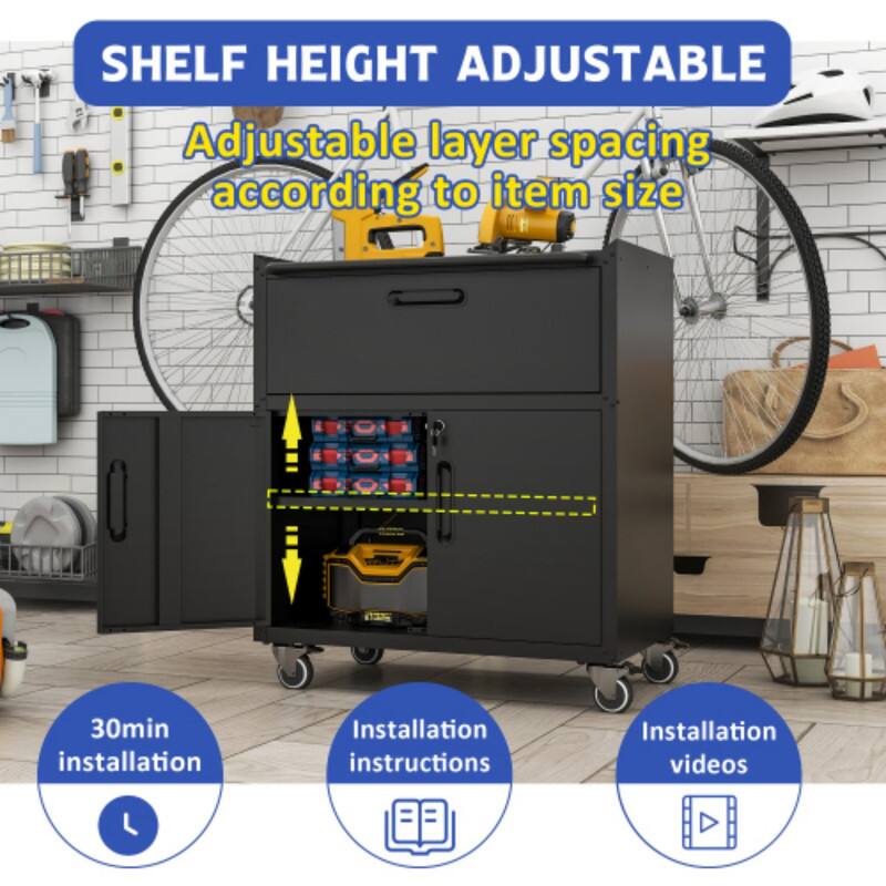 SHELF HEIGHT ADJUSTABLE  
Adjustable layer spacing according to item size  

30min installation  
Installation instructions  
Installation videos