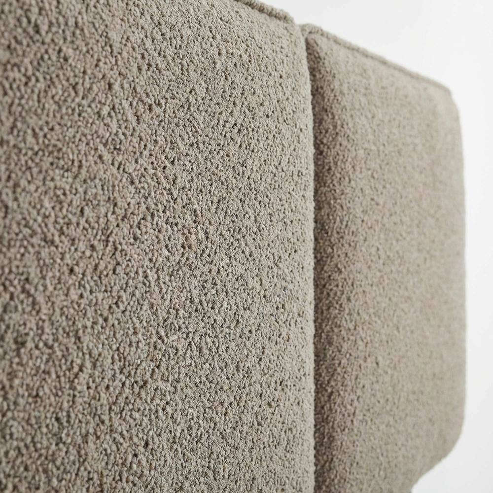 Back. FurniFact - Boucle Fabric Queen Headboard in Soft Neutral with Padded Upholstery - Beige.