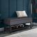 Left. Simpli Home - Cosmopolitan Storage Ottoman Bench with Open Bottom - Slate Grey.