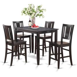 East West Furniture - 5 Pc Counter height Table set-high Table and 4 Stools - Black
