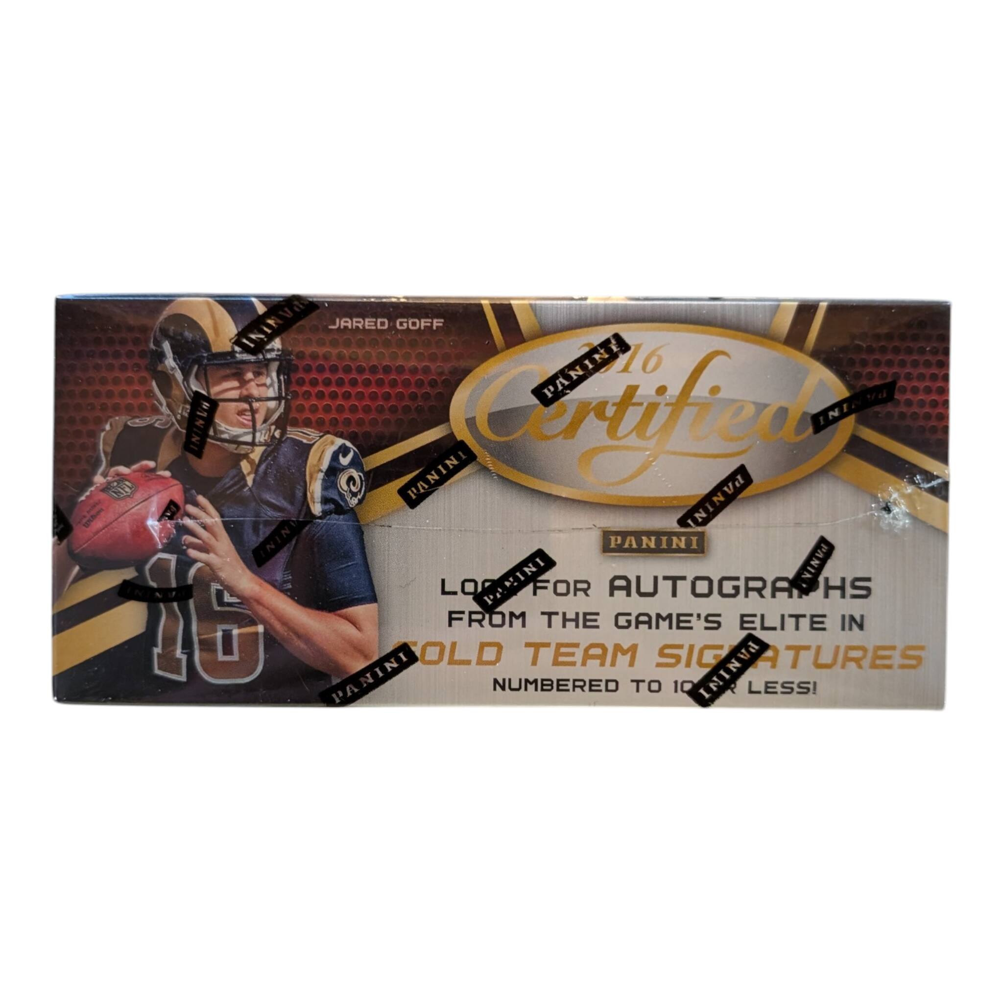 PANINI 16 Certified  
JARED GOFF  
LOOK FOR AUTOGRAPHS FROM THE GAME'S ELITE IN OLD TEAM SIGNATURES  
NUMBERED TO 10 PANINI LESS!