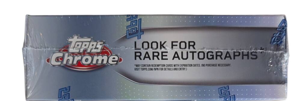 Topps Chrome

LOOK FOR RARE AUTOGRAPHS

*MAY CONTAIN REDEMPTION CARDS WITH EXPIRATION DATES. (NO PURCHASE NECESSARY. VISIT TOPPS.COM/NPN FOR DETAILS AND ENTRY)