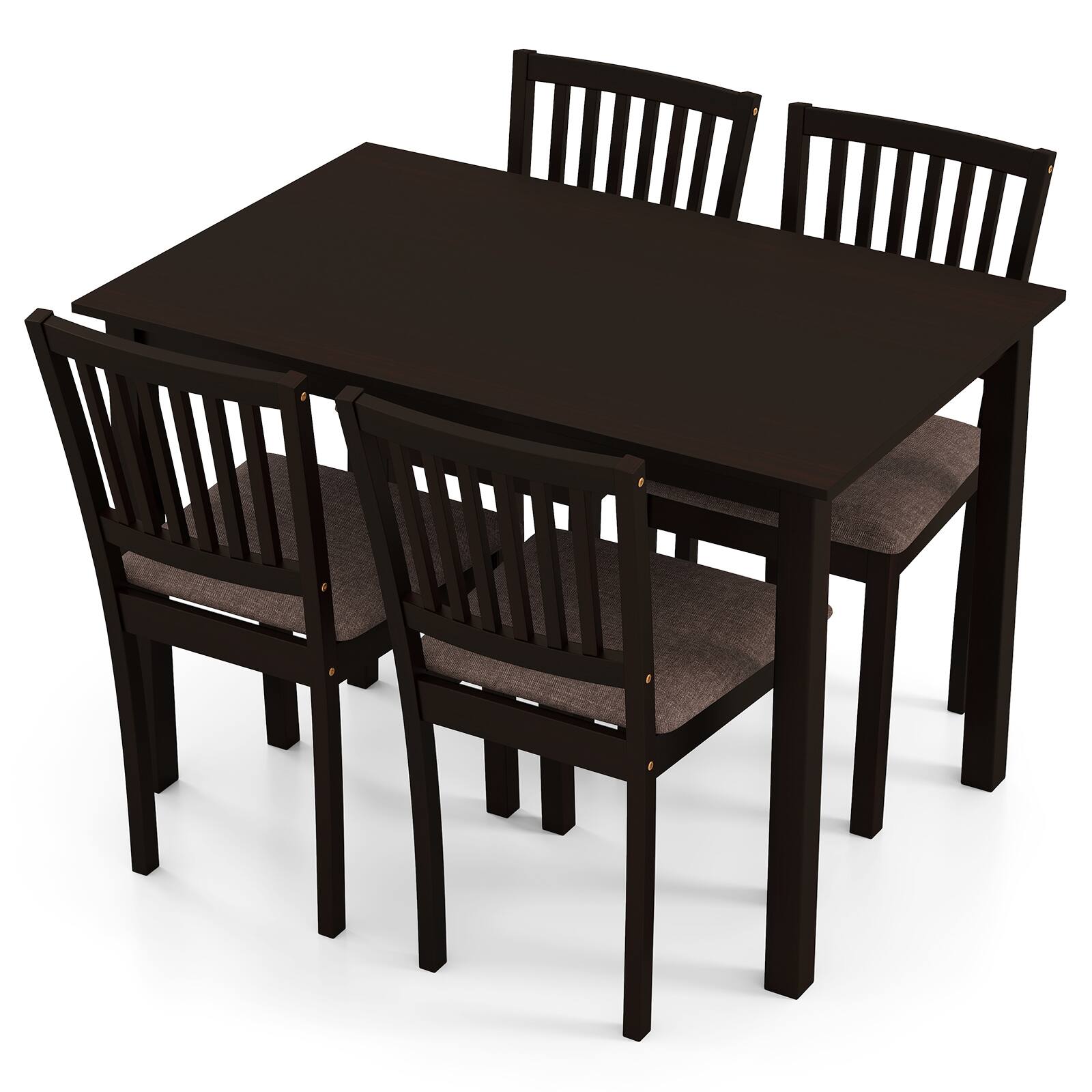 Alt View 9. Gymax - Gymax 5-Piece Dining Table Set Rectangular Kitchen Table w/ Upholstered Chairs - Brown.