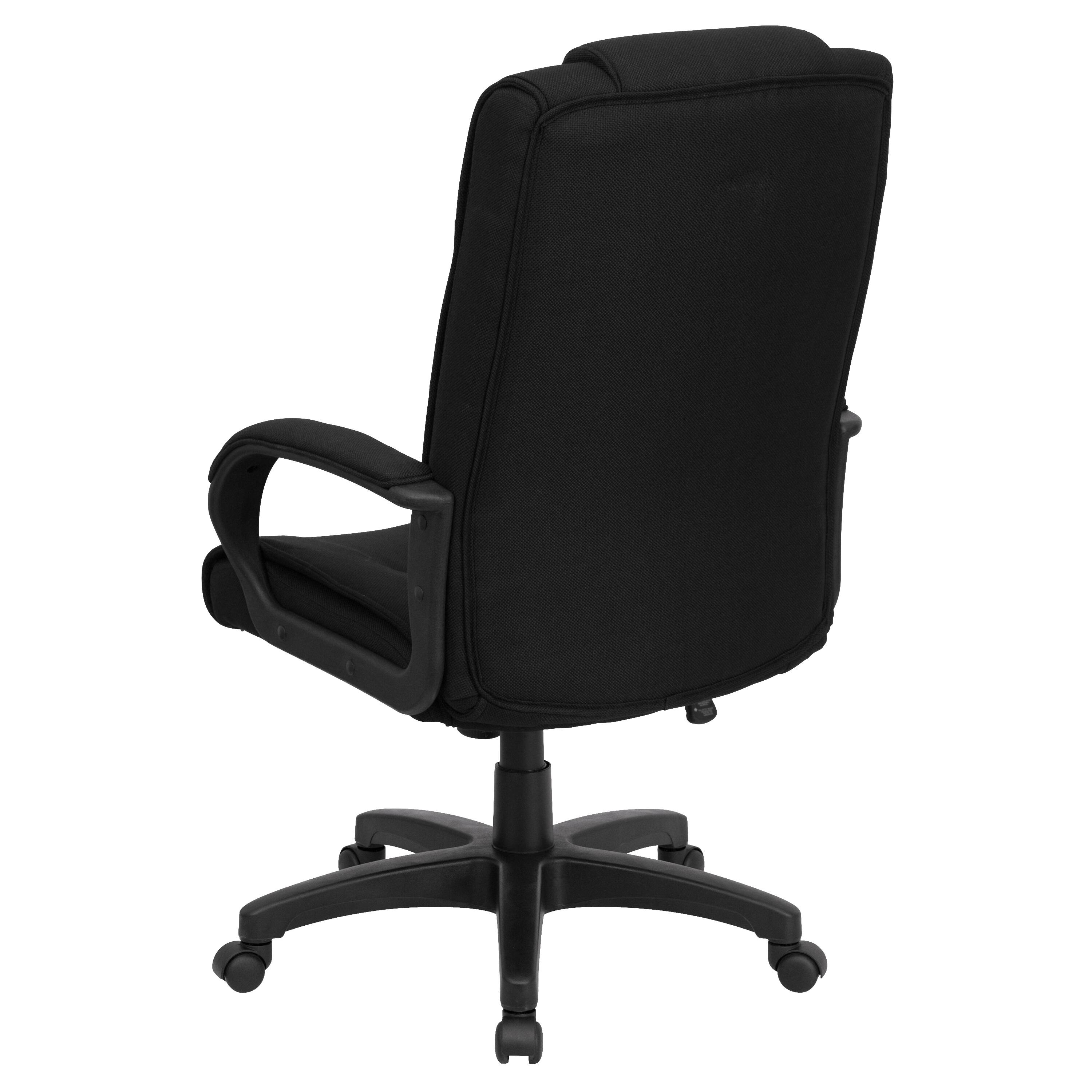 Alt View 5. Emma + Oliver - High Back Multi-Line Stitch Executive Swivel Office Chair with Arms - Black Fabric.