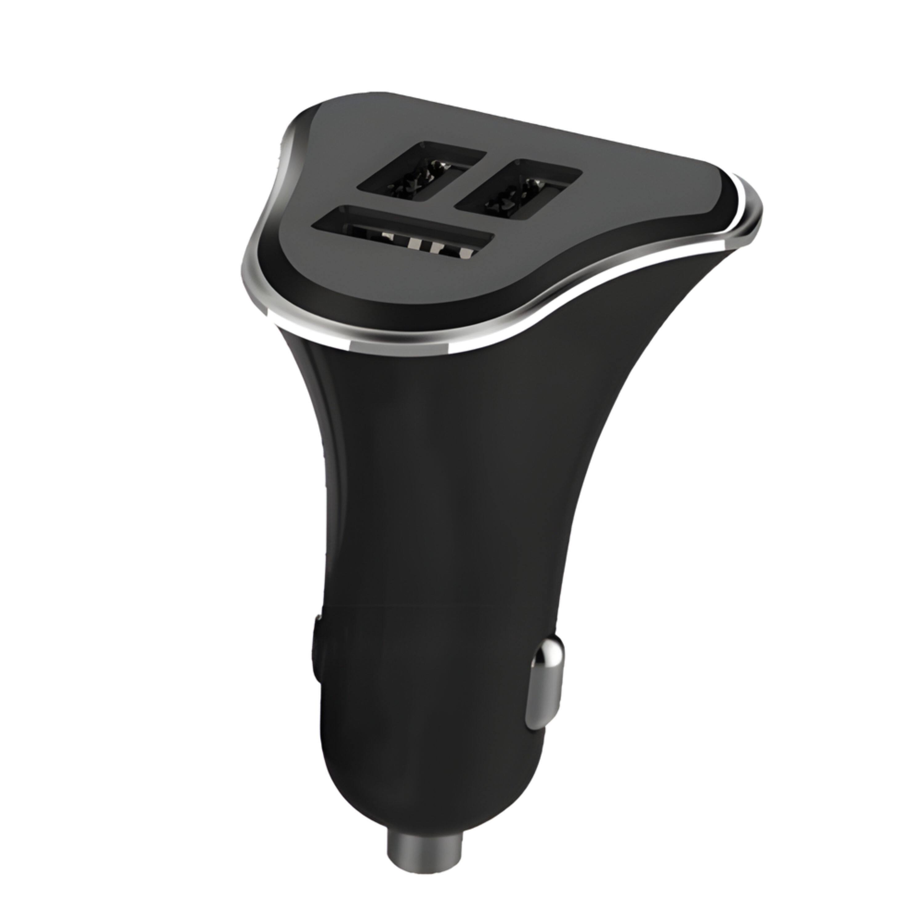 Angle. Kitcheniva - Urban Power High Speed Car Charger with 3 USB Ports 52 Amps Black - Black.