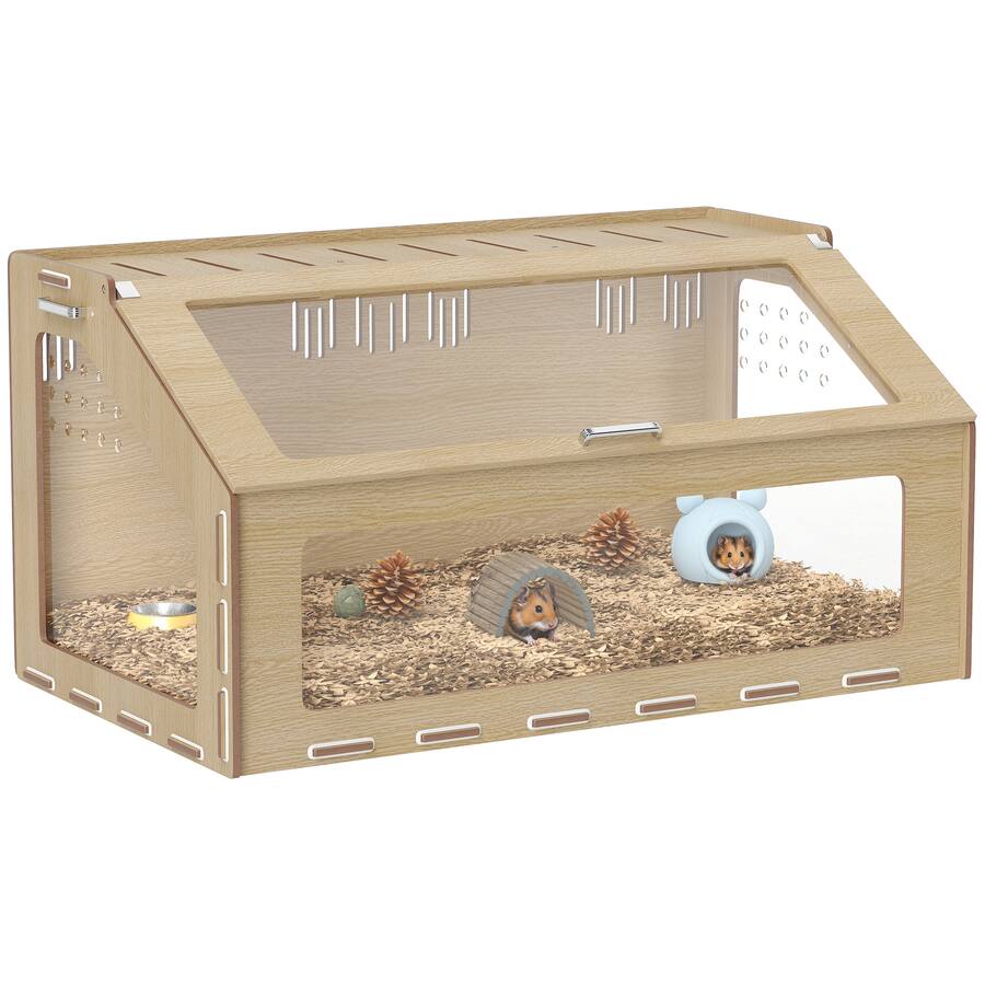 Pawhut inch Hamster Cage Habitat with Acrylic Window and Openable Top