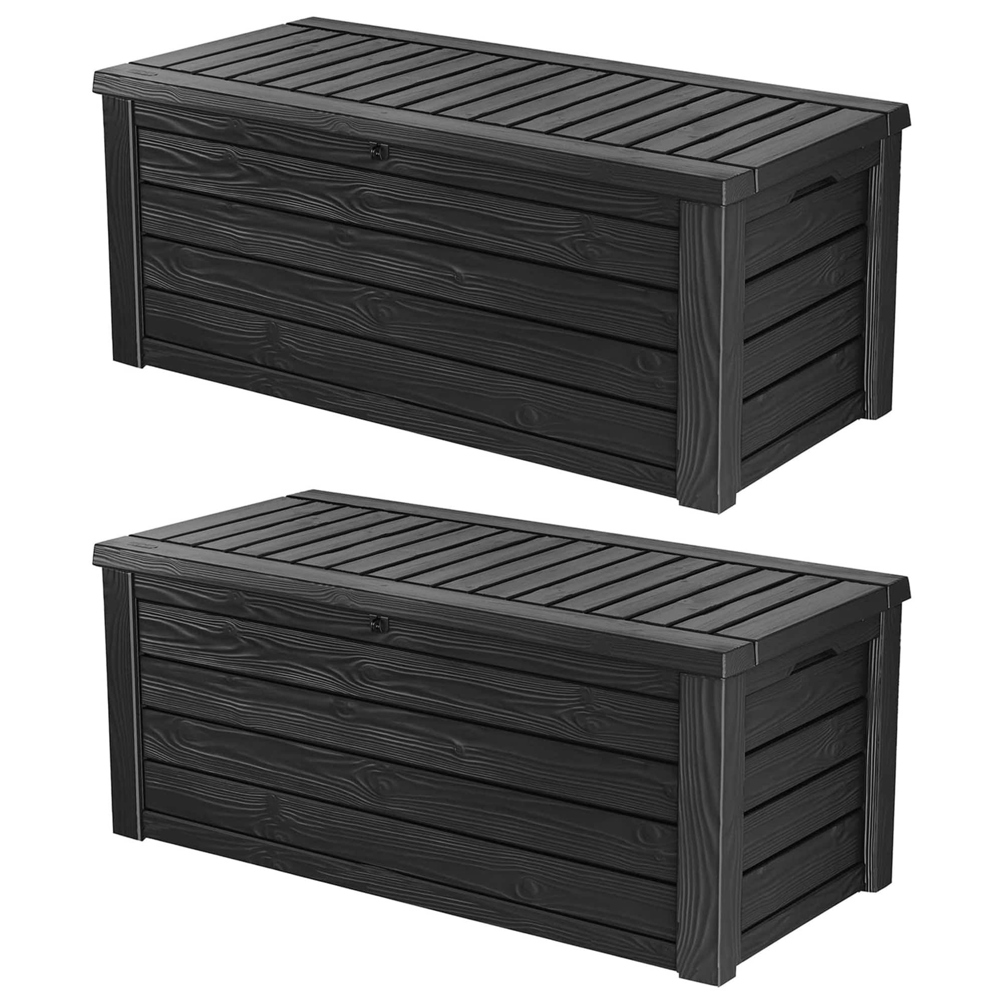 Keter - Westwood Outdoor 150 Gal Deck Storage Box for Yard Tools, Grey (2 Pack) - Dark Gray