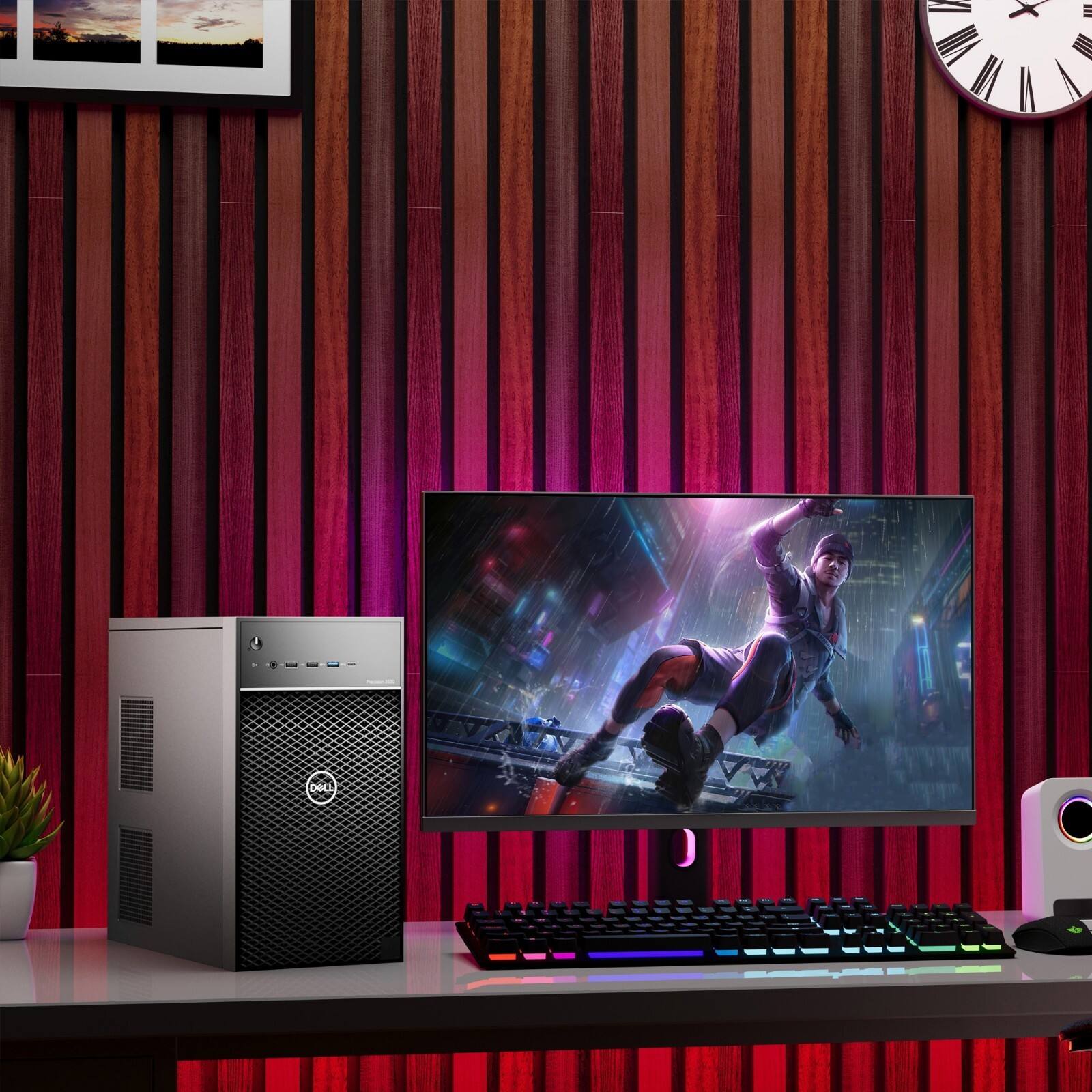 Left. Dell - Precision Tower Gaming Desktop PC | Intel i5-8th | 16GB DDR4 RAM | 512GB SSD | NVIDIA GT 1030 | Wi-Fi | Windows 11 - Black.