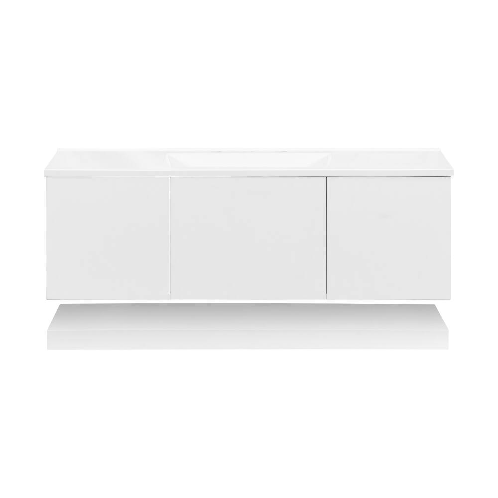 Alt View 9. Loheer - Loheer 48 Inch Wall Mounted Bathroom Vanity White Floating Vanity with Sink and 3 Drawers - White.