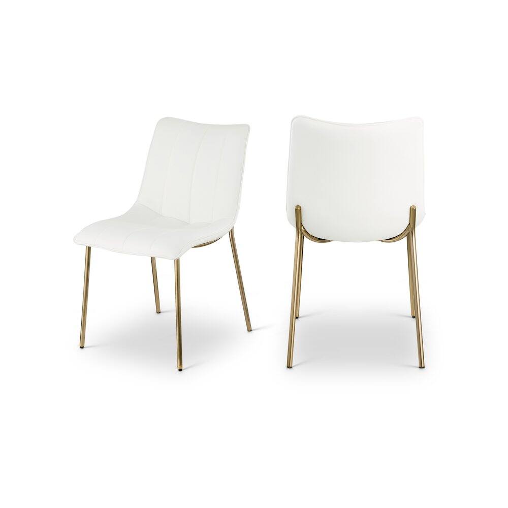 Front. Meridian Furniture - Isla Off-White Vegan Leather Upholstered Dining Chair, Set of 2 - White.