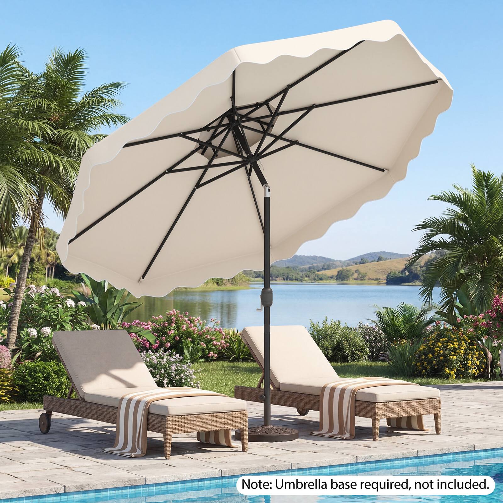 Note: Umbrella base required, not included.