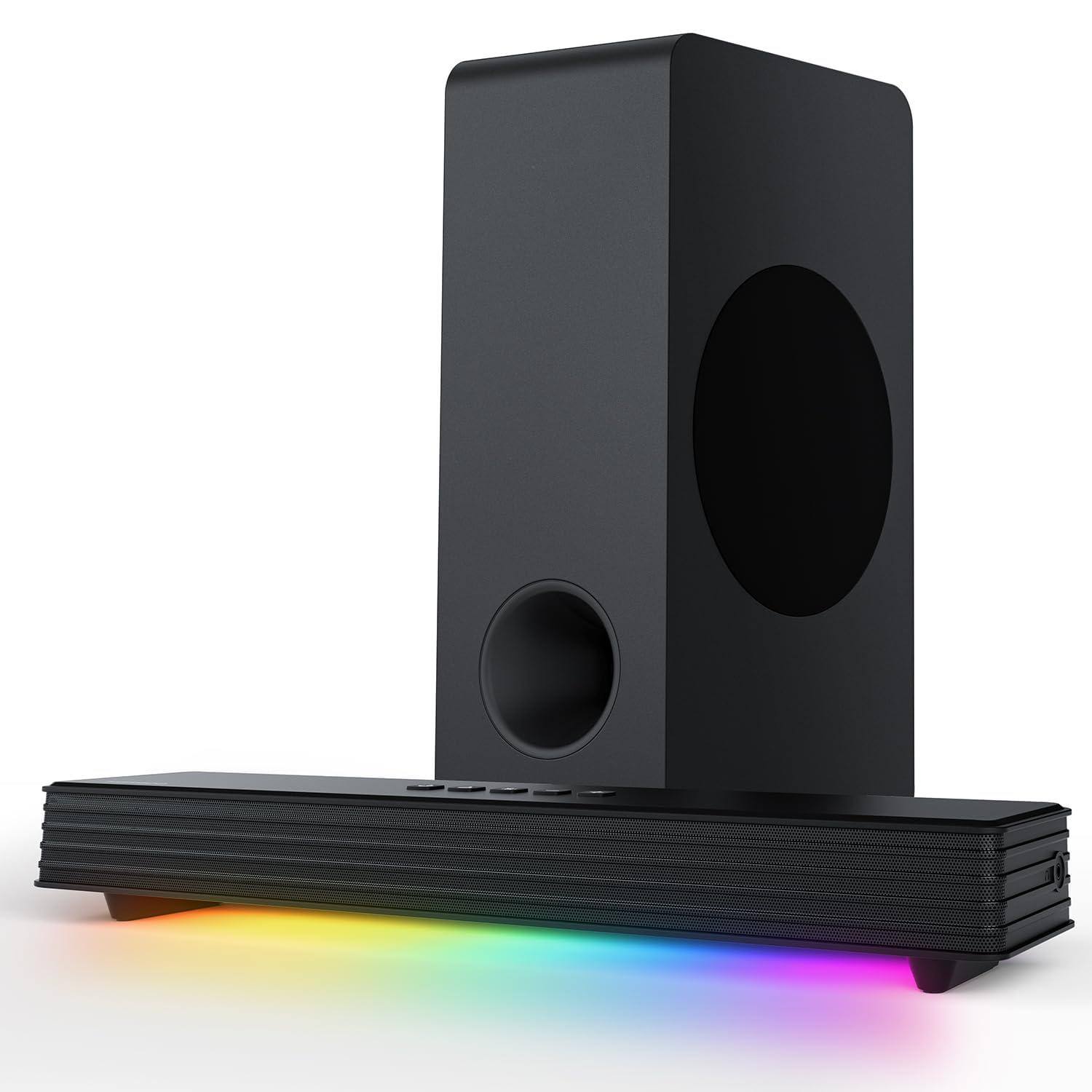 Front. Dazzling Pops - Sound Bar For Smart Tv 160w ch Pc Gaming Soundbar With Subwoofer Rgb Lighting Audio Sync Surround System Bt - Default.