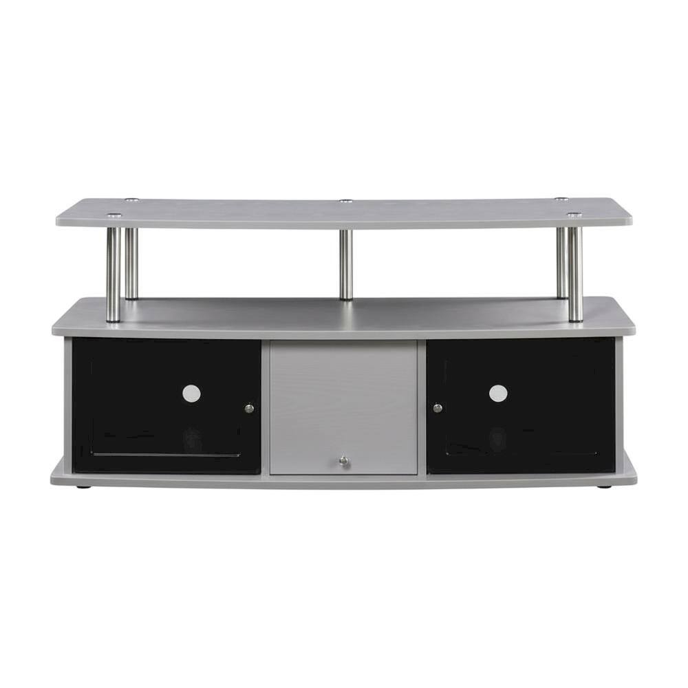 Alt View 3. FurniFact - Gray TV Stand with 3 Cabinets and Shelf for 55-Inch TVs - Gray.