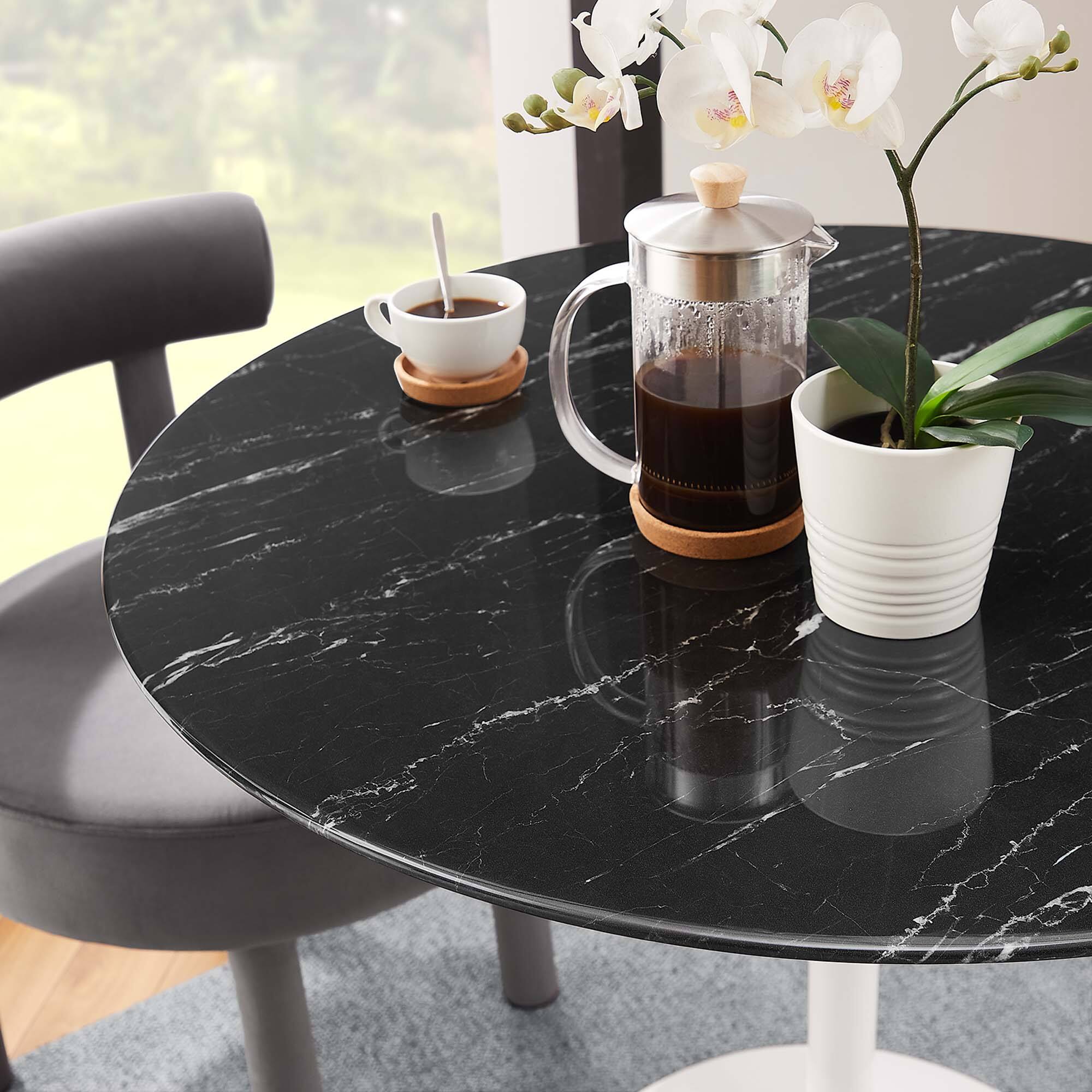 Alt View 1. Modway - Lippa Round 36" Dining Table - White Black.