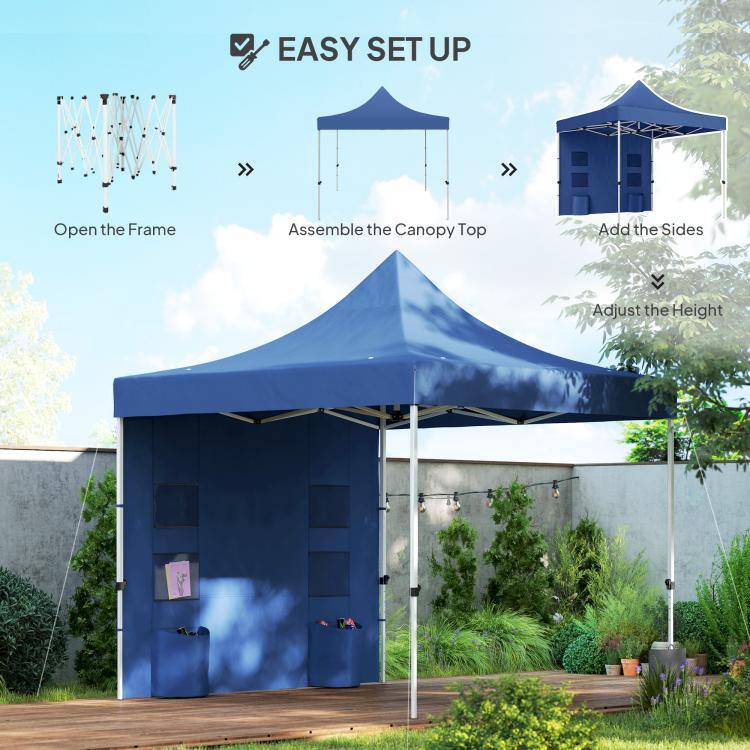 EASY SET UP

1. Open the Frame
2. Assemble the Canopy Top
3. Add the Sides
4. Adjust the Height