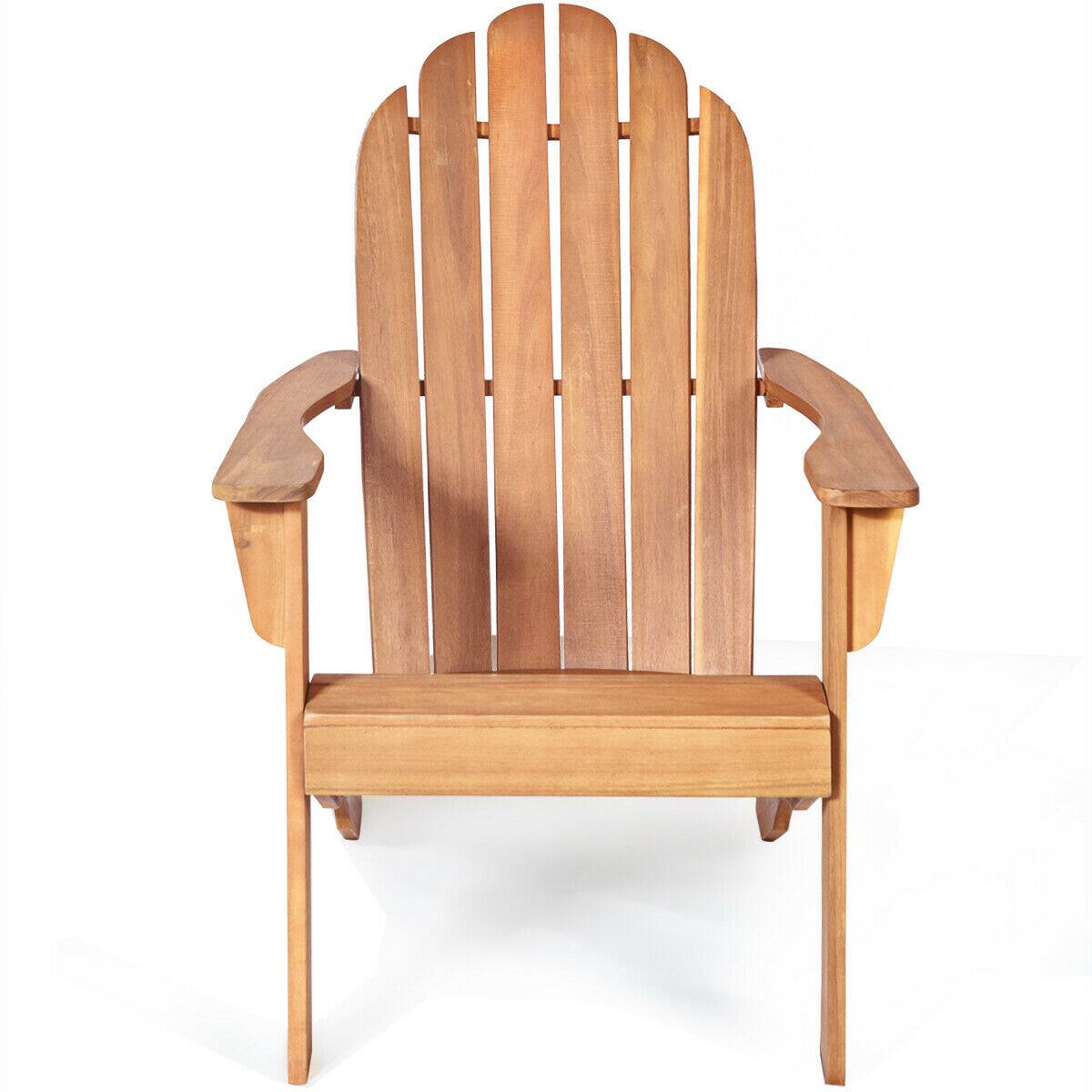Alt View 4. Gymax - Gymax 2PCS Wooden Classic Adirondack Chair Lounge Chair Outdoor Patio Natural - Natural.