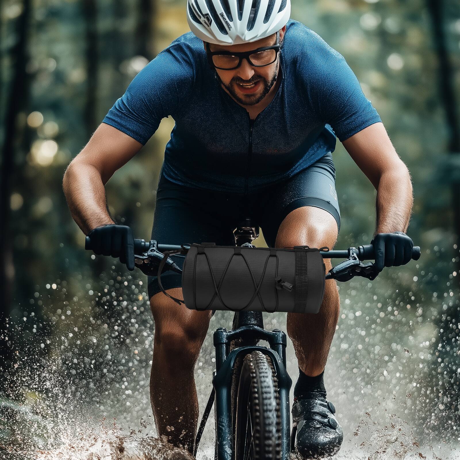 Alt View 6. Unique Bargains - Bike Handlebar Bag 2.5L Front Bicycle Storage Convertible Waterproof w/Shoulder Strap for Road Mountain Bikes Cycling - Black.