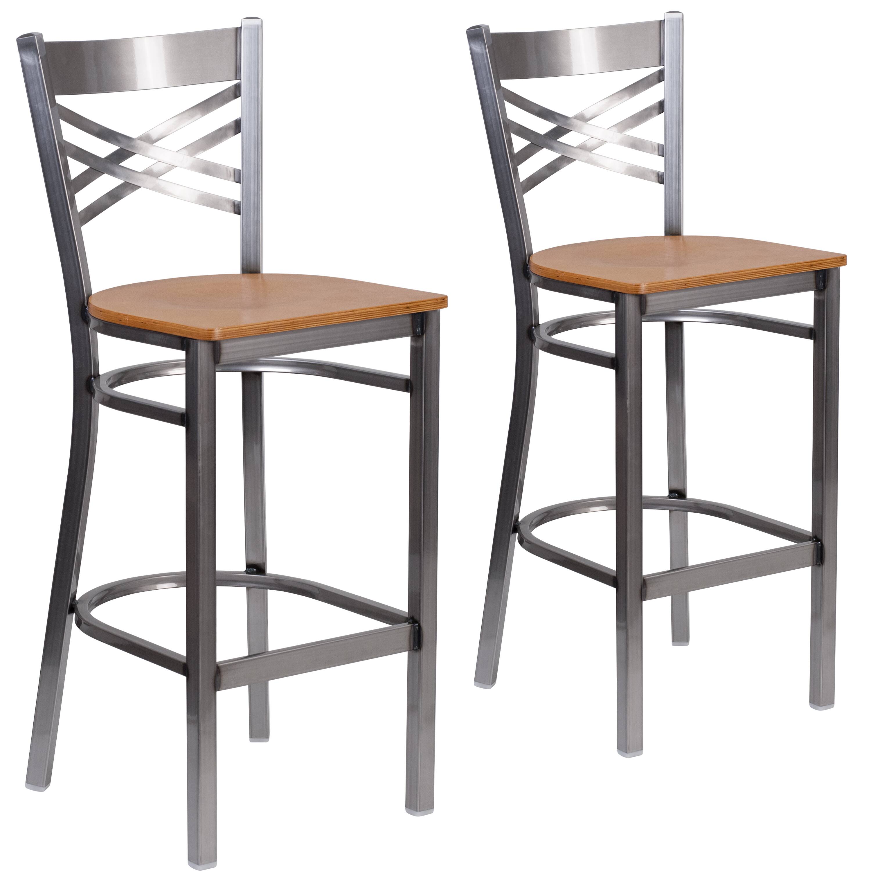 Natural Wood Seat/Clear Coated Metal Frame