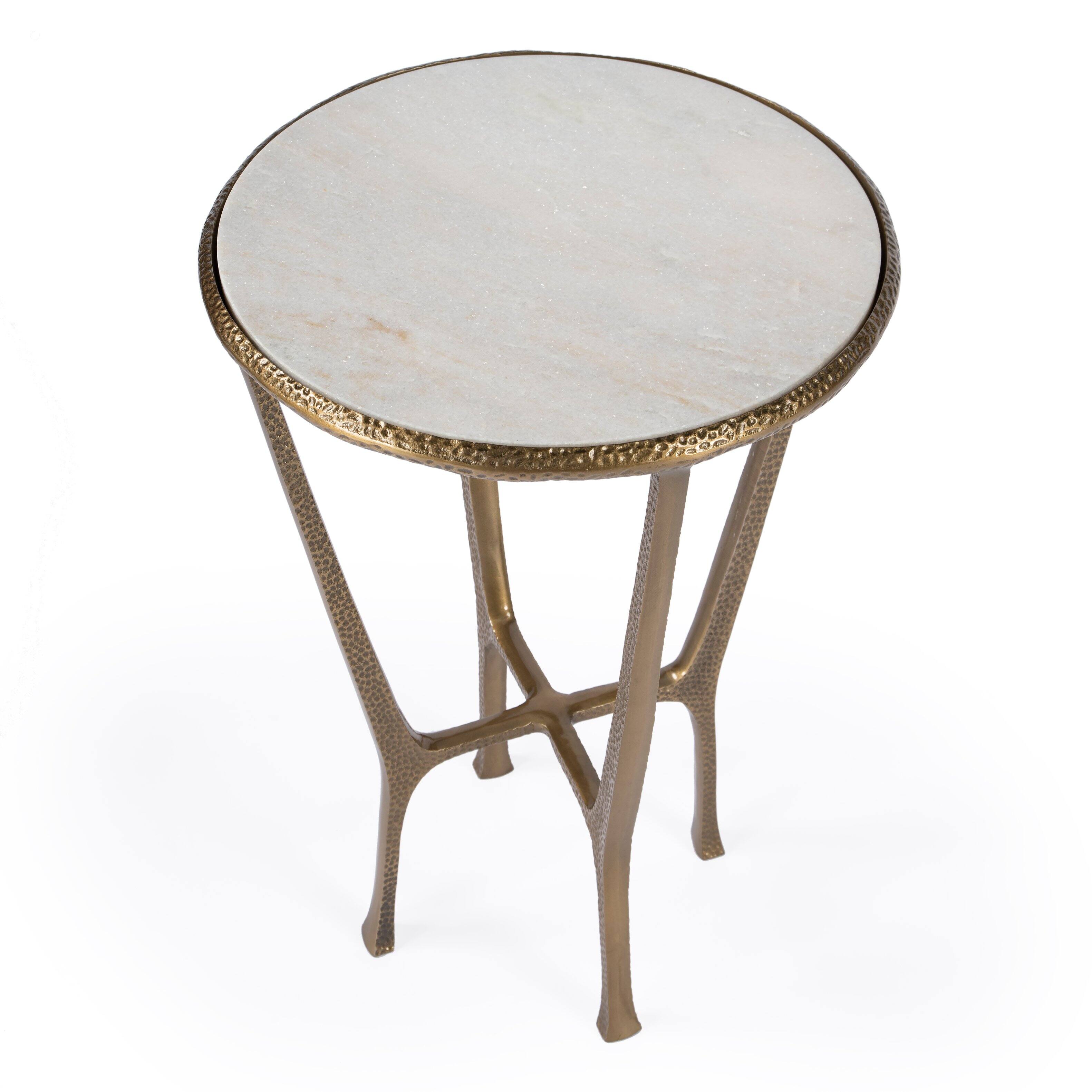Alt View 1. Butler Specialty - Switlania 16 in. W Round Metal and Marble Side Table - Gold.