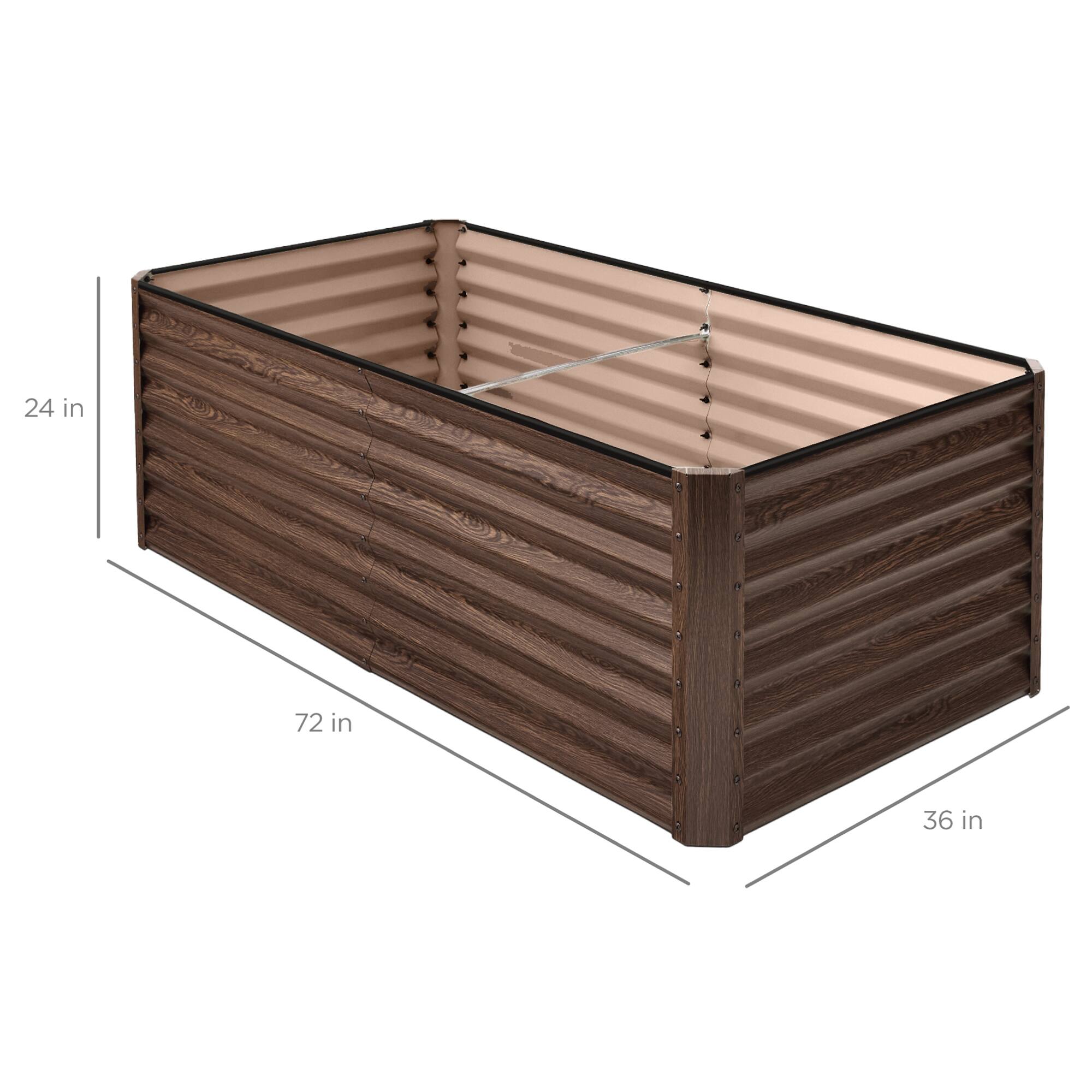Alt View 6. Best Choice Products - Best Choice Products 6x3x2ft Outdoor Metal Raised Garden Bed for Vegetables Flowers Herbs - Dark Brown Wood Grain - Dark Brown Wood Grain.