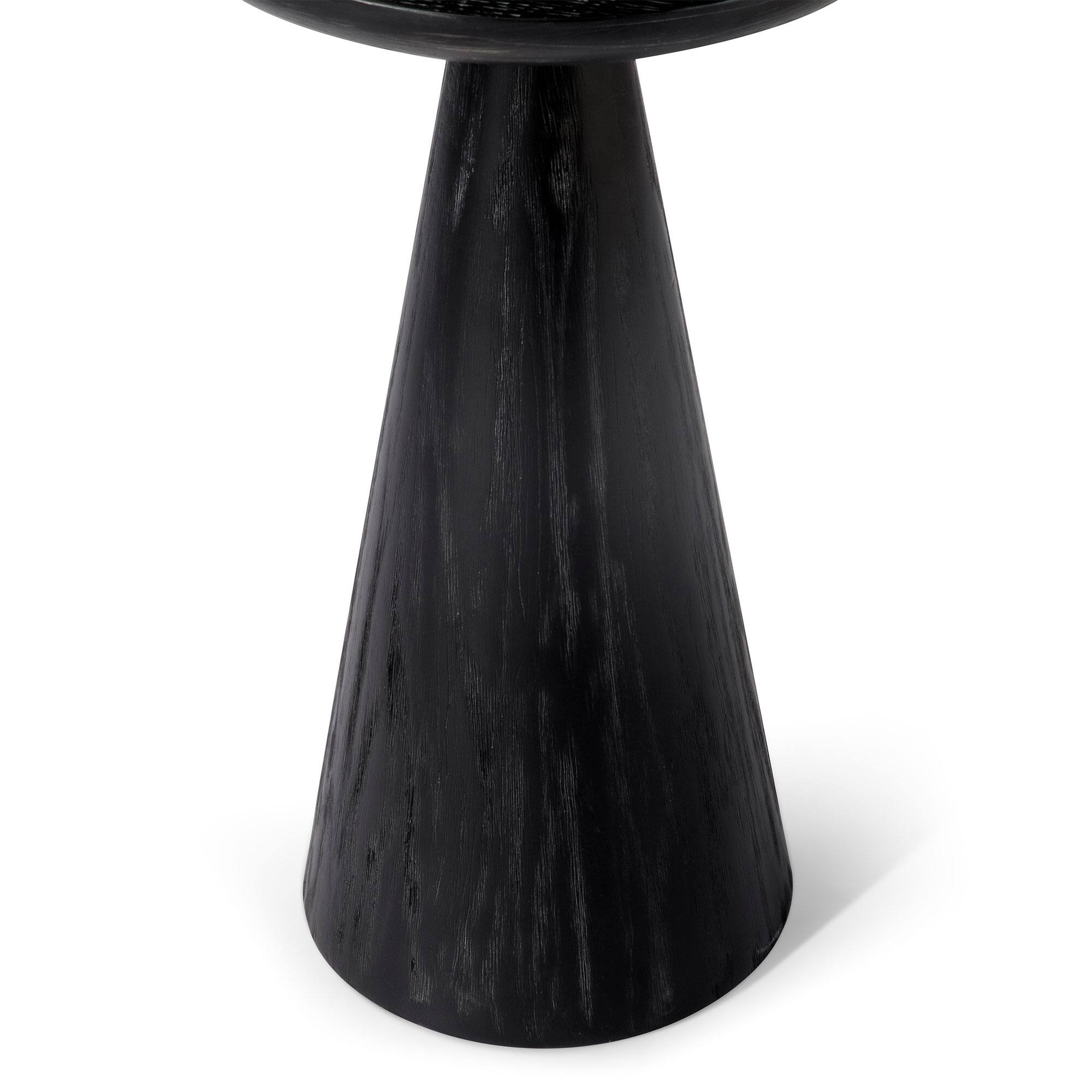 Alt View 10. Maven Lane - Maven Lane Owen Rustic Wooden Drink Table, 12" Round Wood Side Table, Aged Black - Aged Black.