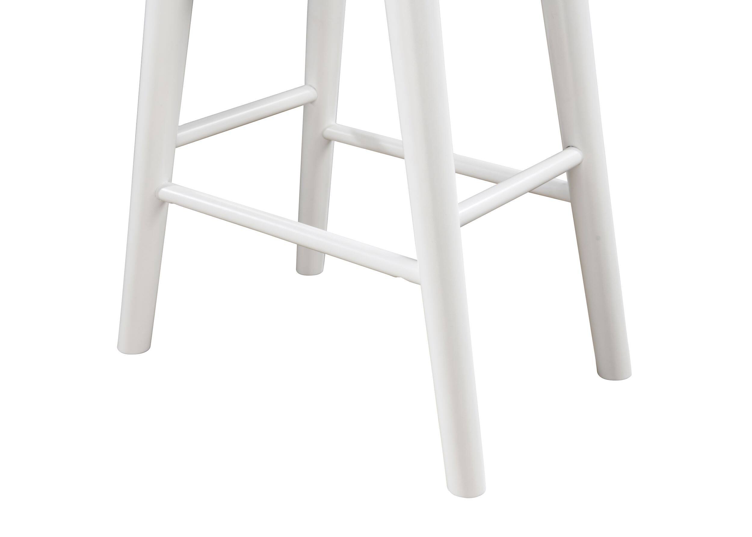 Alt View 6. LuXeo - Luna 29 in. White Backless Wood Saddle Bar Stools with Gray Boucle Fabric Seat (Set of 2) - White/Gray.