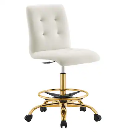 Front. Modway - Prim Armless Performance Velvet Drafting Chair by Modway - White.