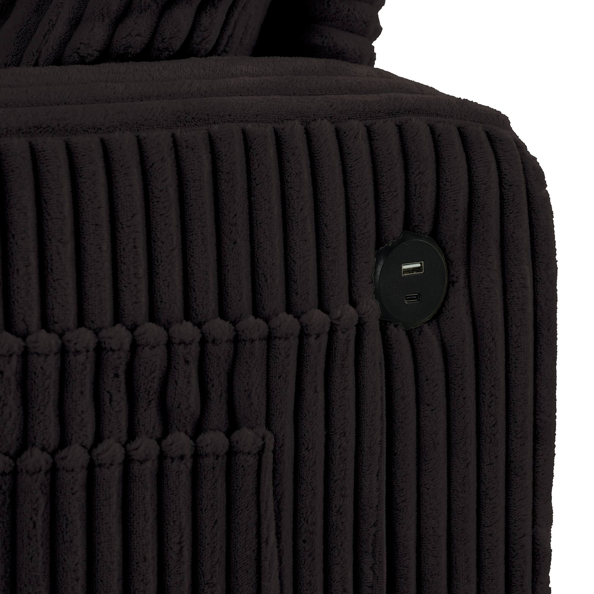 Alt View 4. Vaczon - 84" Upholstered Sofa with USB Charging Ports, Dual Cup Holders, and 2 Throw Pillows, 3-Seat Living Room Couch - Black.