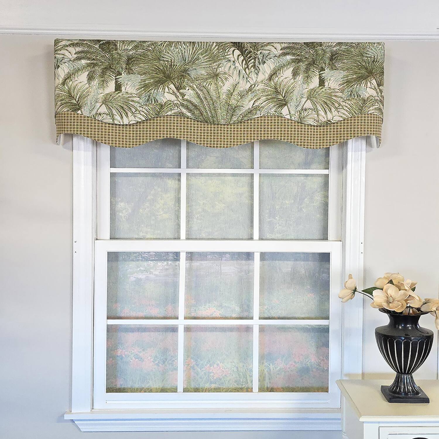Angle. RLF Home - RLF Home Helecho Glory 100% Cotton Rod Pocket Lined  Window Valance 50" x 16" Green - Green.