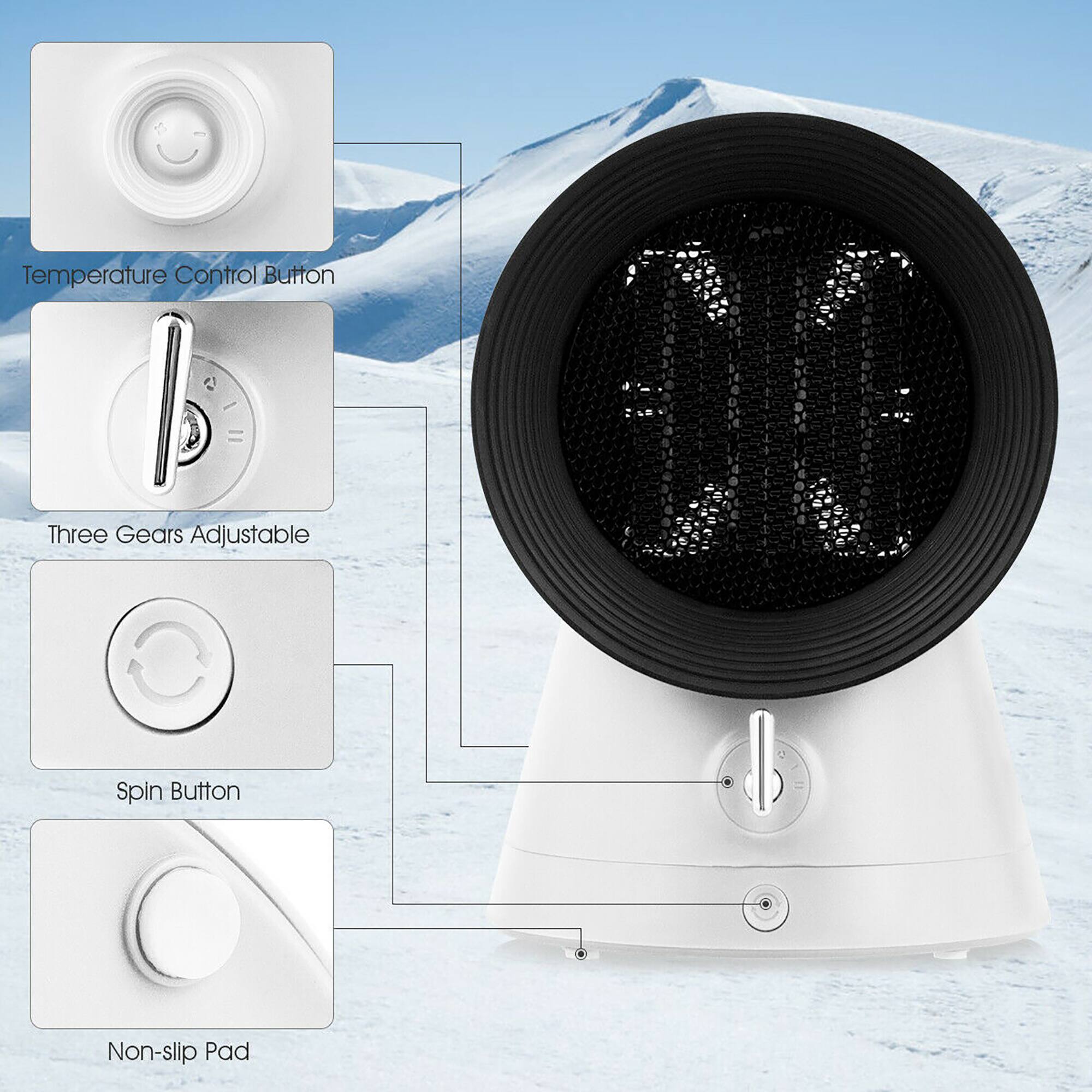 Temperature Control Button = Three Gears Adjustable
Spin Button = Non-slip Pad