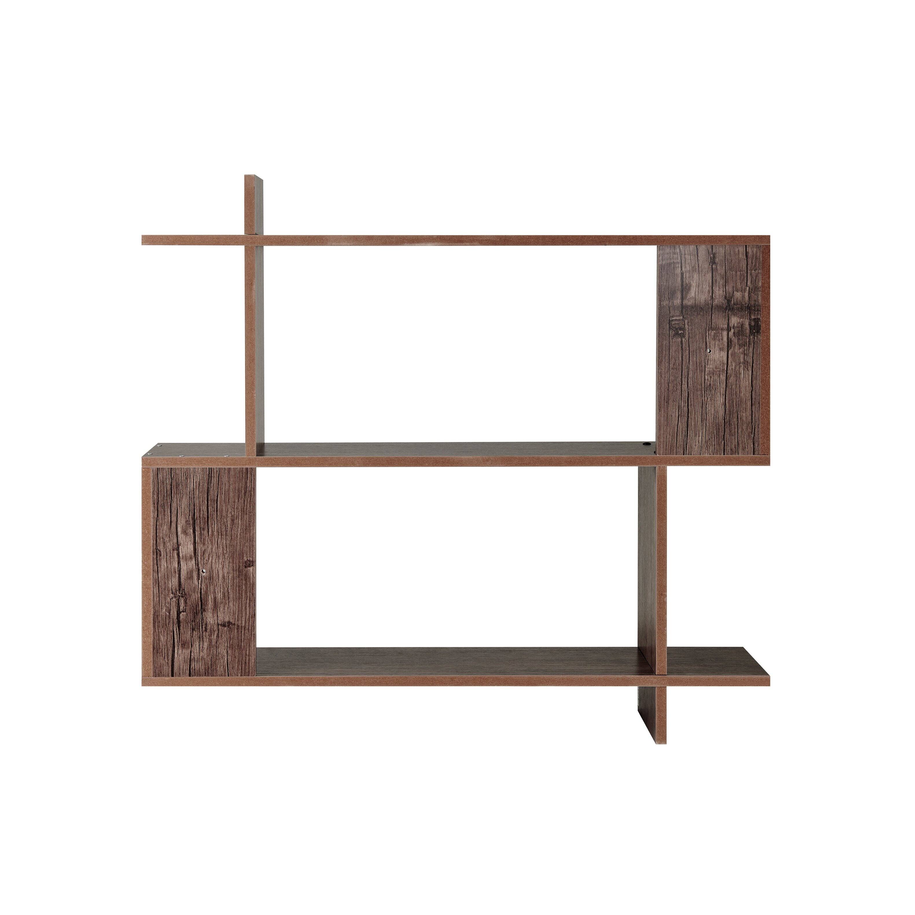 Alt View 10. Danya B - Manasa Floating Geometric Kilter Two-Tier Wall Shelf - Hickory - Hickory.