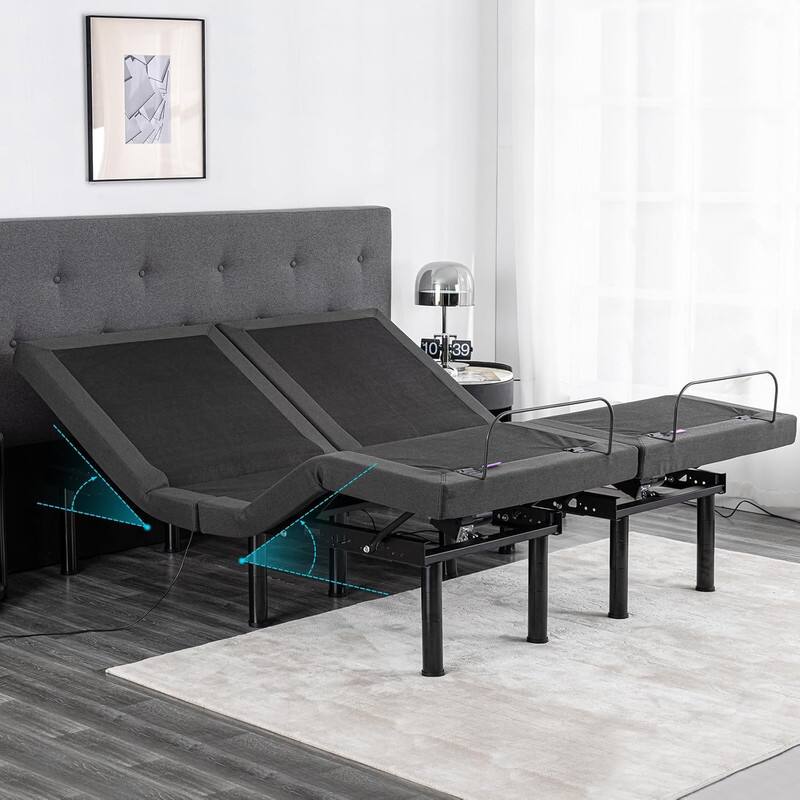 Angle. Dyonery - Dyonery Adjustable Bed Frame Easy Assembly Adjustable Bed Base with Wireless Remote TwinXL - Black.