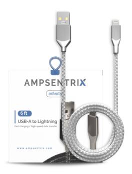 Ampsentrix - 6 ft Non-MFI USB Type A To Lightning Cable (Infinity) - Silver