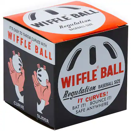 WIFFLE BALL
Regulation BASEBALL SIZE
IT'S EASY TO THROW CURVES WITH WIFFLE BALL
IT CURVES!
BAT IT! BOUNCE IT!
SAFE ANYWHERE
CURVE
SLIDER