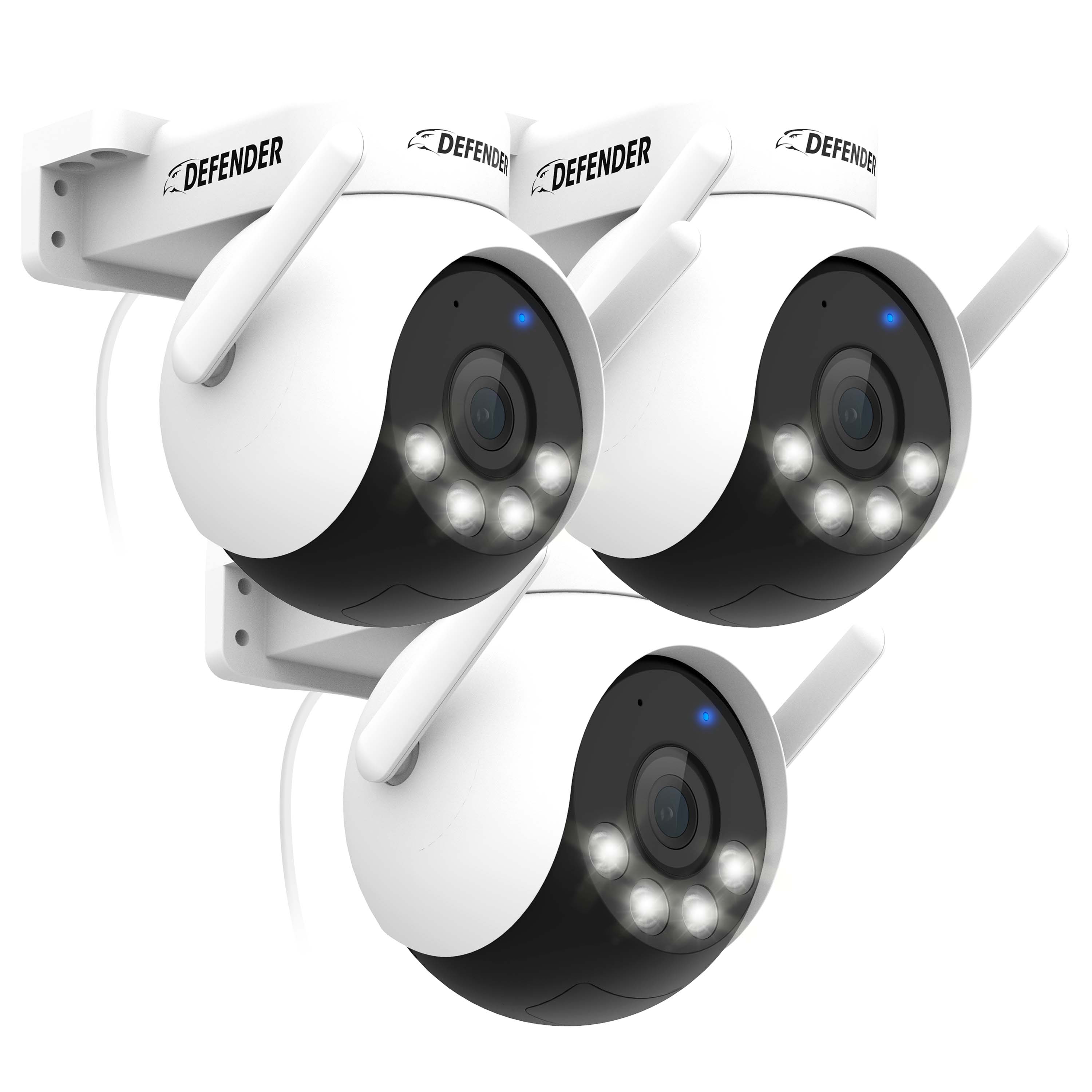 Defender - AI 4K Everwatch PTZ 360° Wi-Fi 6 Plug-in Security Camera, Color Night Vision, AI-Tracking, Easy Setup , 3 Pack - White - Front_Zoom