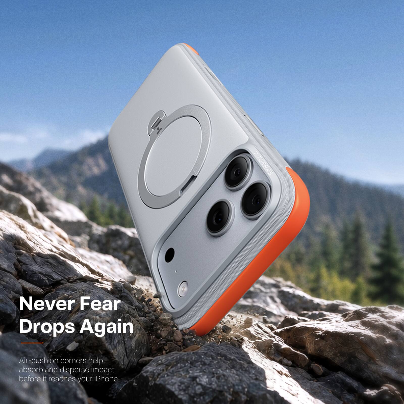 TORRAS

Never Fear Drops Again

Air-cushion corners help absorb and disperse impact before it reaches your iPhone